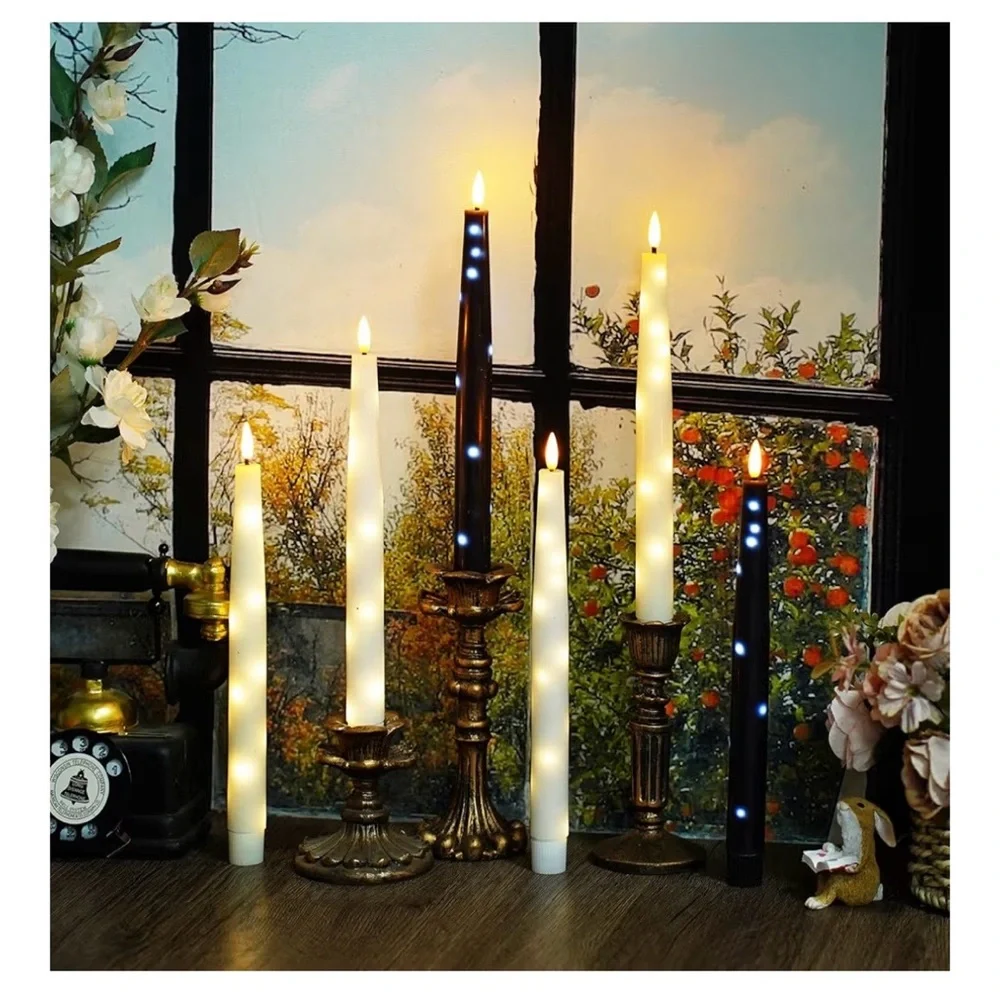 Remote-Controlled LED Taper Candles - White